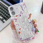 For iPhone 16 Plus Electroplating Flower Texture Wristband TPU Phone Case(Purple Wildflowers SH1) - 1