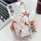 For iPhone 16 Plus Electroplating Flower Texture Wristband TPU Phone Case(Red Plum Blossom SH2) - 1