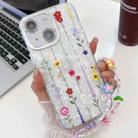 For iPhone 15 Electroplating Flower Texture Wristband TPU Phone Case(Yellow Wildflower SH6) - 1