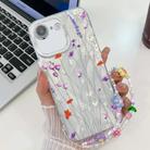 For iPhone 16e Electroplating Flower Texture Wristband TPU Phone Case(Purple Wildflowers SH1) - 1