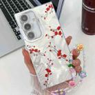 For Samsung Galaxy A16 5G Electroplating Flower Texture Wristband TPU Phone Case(Red Plum Blossom SH2) - 1