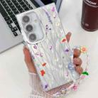For Samsung Galaxy A15 5G Electroplating Flower Texture Wristband TPU Phone Case(Purple Wildflowers SH1) - 1