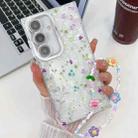 For Samsung Galaxy S24 5G Electroplating Flower Texture Wristband TPU Phone Case(Wild Chrysanthemum SH5) - 1