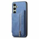 For Samsung Galaxy S24 FE 5G Retro MagSafe Zipper Wallet Card Bag Back Phone Case(Blue) - 2