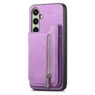 For Samsung Galaxy S24 FE 5G Retro MagSafe Zipper Wallet Card Bag Back Phone Case(Purple) - 2