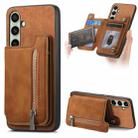 For Samsung Galaxy S24 FE 5G Retro MagSafe Zipper Wallet Card Bag Back Phone Case(Brown) - 1
