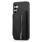 For Samsung Galaxy A55 5G Retro MagSafe Zipper Wallet Card Bag Back Phone Case(Black) - 2