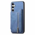 For Samsung Galaxy S24+ 5G Retro MagSafe Zipper Wallet Card Bag Back Phone Case(Blue) - 2