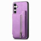 For Samsung Galaxy S24+ 5G Retro MagSafe Zipper Wallet Card Bag Back Phone Case(Purple) - 2