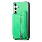 For Samsung Galaxy S24 5G Retro MagSafe Zipper Wallet Card Bag Back Phone Case(Green) - 2