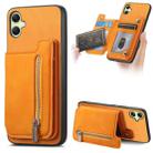 For Samsung Galaxy A05 Retro MagSafe Zipper Wallet Card Bag Back Phone Case(Yellow) - 1
