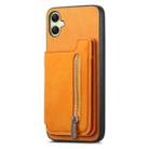 For Samsung Galaxy A05 Retro MagSafe Zipper Wallet Card Bag Back Phone Case(Yellow) - 2