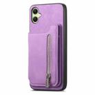 For Samsung Galaxy A05 Retro MagSafe Zipper Wallet Card Bag Back Phone Case(Purple) - 2