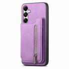 For Samsung Galaxy A05s Retro MagSafe Zipper Wallet Card Bag Back Phone Case(Purple) - 2