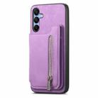For Samsung Galaxy A25 Retro MagSafe Zipper Wallet Card Bag Back Phone Case(Purple) - 2