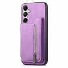 For Samsung Galaxy M14 5G Retro MagSafe Zipper Wallet Card Bag Back Phone Case(Purple) - 2