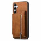 For Samsung Galaxy A34 5G Retro MagSafe Zipper Wallet Card Bag Back Phone Case(Brown) - 2