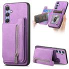 For Samsung Galaxy A54 5G Retro MagSafe Zipper Wallet Card Bag Back Phone Case(Purple) - 1