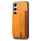For Samsung Galaxy S23+ 5G Retro MagSafe Zipper Wallet Card Bag Back Phone Case(Yellow) - 2