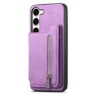 For Samsung Galaxy S23+ 5G Retro MagSafe Zipper Wallet Card Bag Back Phone Case(Purple) - 2