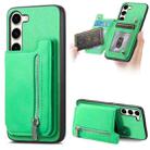 For Samsung Galaxy S23+ 5G Retro MagSafe Zipper Wallet Card Bag Back Phone Case(Green) - 1