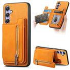 For Samsung Galaxy M34 / F34 5G Retro MagSafe Zipper Wallet Card Bag Back Phone Case(Yellow) - 1