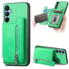 For Samsung Galaxy A14 Retro MagSafe Zipper Wallet Card Bag Back Phone Case(Green) - 1