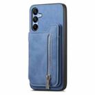 For Samsung Galaxy S25 5G Retro MagSafe Zipper Wallet Card Bag Back Phone Case(Blue) - 2
