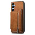 For Samsung Galaxy S25 5G Retro MagSafe Zipper Wallet Card Bag Back Phone Case(Brown) - 2