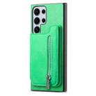 For Samsung Galaxy S25 Ultra 5G Retro MagSafe Zipper Wallet Card Bag Back Phone Case(Green) - 2