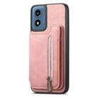 For Motorola Moto G 5G 2024 Retro MagSafe Zipper Wallet Card Bag Back Phone Case(Pink) - 2