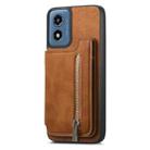 For Motorola Moto G 5G 2024 Retro MagSafe Zipper Wallet Card Bag Back Phone Case(Brown) - 2