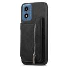 For Motorola Moto G 5G 2024 Retro MagSafe Zipper Wallet Card Bag Back Phone Case(Black) - 2