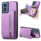 For Motorola Moto G Stylus 5G 2024 Retro MagSafe Zipper Wallet Card Bag Back Phone Case(Purple) - 1