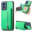 For Motorola Moto G Power 2024 5G Retro MagSafe Zipper Wallet Card Bag Back Phone Case(Green) - 1