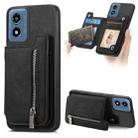 For Motorola Moto G Power 2024 5G Retro MagSafe Zipper Wallet Card Bag Back Phone Case(Black) - 1