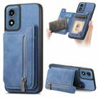For Motorola Moto G35 Retro MagSafe Zipper Wallet Card Bag Back Phone Case(Blue) - 1