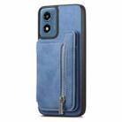For Motorola Moto G35 Retro MagSafe Zipper Wallet Card Bag Back Phone Case(Blue) - 2