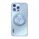 For iPhone 12 Pro Max Cooling MagSafe Holder Phone Case with Lens Film(Blue) - 1