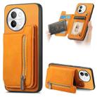 For vivo Y200 / V29e Retro MagSafe Zipper Wallet Card Bag Back Phone Case(Yellow) - 1