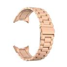 For Google Pixel Watch 3 45mm Three Beads Stainless Steel Folding Buckle Integrated Watch Band(Rose Gold) - 3
