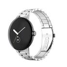For Google Pixel Watch 3 45mm Three Beads Stainless Steel Folding Buckle Integrated Watch Band(Silver) - 1