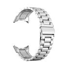 For Google Pixel Watch 3 45mm Three Beads Stainless Steel Folding Buckle Integrated Watch Band(Silver) - 3