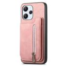 For Redmi 13C / Poco C65 / M6 Retro MagSafe Zipper Wallet Card Bag Back Phone Case(Pink) - 2