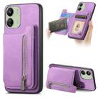 For Redmi 13C / Poco C65 / M6 Retro MagSafe Zipper Wallet Card Bag Back Phone Case(Purple) - 1