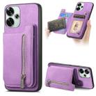 For Redmi Turbo 3 5G Retro MagSafe Zipper Wallet Card Bag Back Phone Case(Purple) - 1