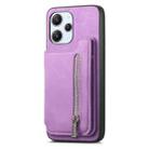 For Redmi Turbo 3 5G Retro MagSafe Zipper Wallet Card Bag Back Phone Case(Purple) - 2