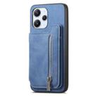For Redmi Note 13 4G Retro MagSafe Zipper Wallet Card Bag Back Phone Case(Blue) - 2