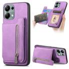 For Redmi Note 13 4G Retro MagSafe Zipper Wallet Card Bag Back Phone Case(Purple) - 1