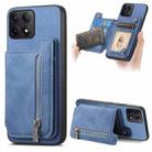 For Redmi K70E / Poco X6 Pro 5G Retro MagSafe Zipper Wallet Card Bag Back Phone Case(Blue) - 1